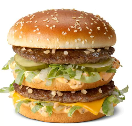 McDonald's signature dishes Big Mac (590 kcal)
Quarter Pounder with Cheese (520 kcal)
World Famous Fries (320 kcal)